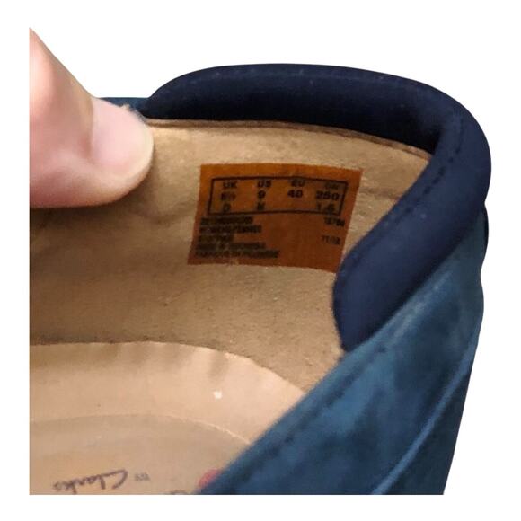 CLARKS Unstructured Womens Size 9 M Blue Un Adorn Leather Slip On Loafers Shoes - Picture 8 of 8